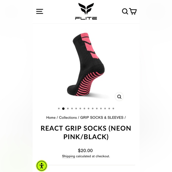 Flite Sports React Grip Socks - Black and Neon Pink - Medium - Picture 5 of 5